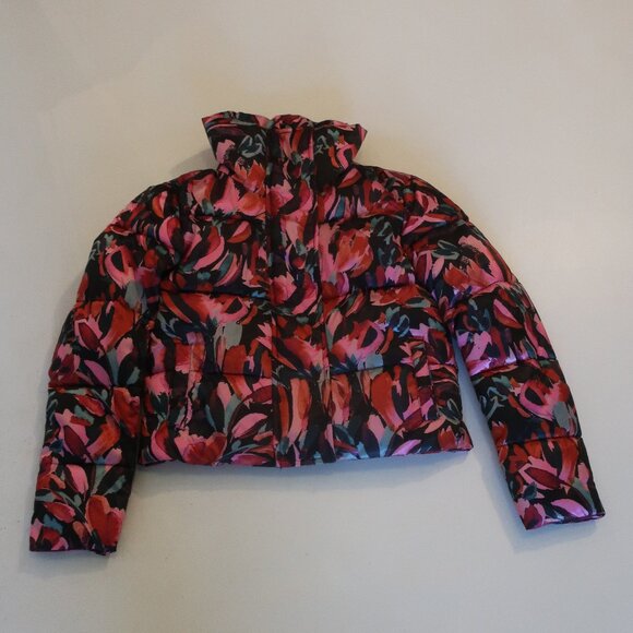 NWT Kids Girls Milly Minis Pink/Multicolor Hayes Cropped Puffer Jacket Sz 7/8 - Picture 1 of 9